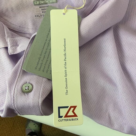 Cutter & Buck CB DryTec Luxe Lavender Polo Shirt Mens 2XL Moisture-Wicking - Picture 4 of 6